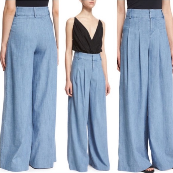 Alice + Olivia Pants - Alice + Olivia Trudie High Waist Chambray Pants